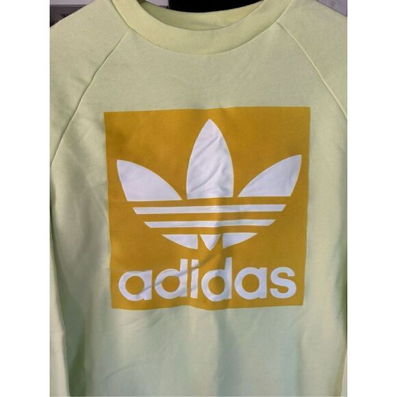 Adidas Yellow Trefoil Crewneck Sweatshirt Size Small - Picture 3 of 8